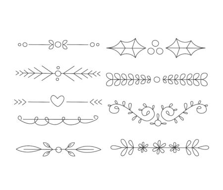 Divider Set. Calligraphic Handdrawn Design Elements. Vector Illustration Setのイラスト素材