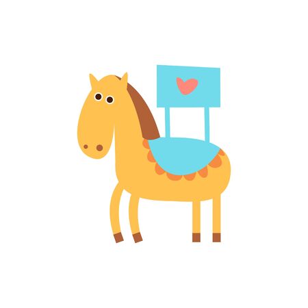 Cute horse with a sign for text, vector illustrationのイラスト素材