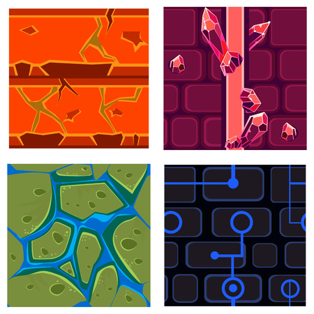 Textures for Platformers Icons Vector Illustration Set for Gamesのイラスト素材