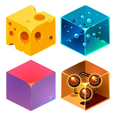 Different materials and textures for the game. 3d Vector Illustration setのイラスト素材