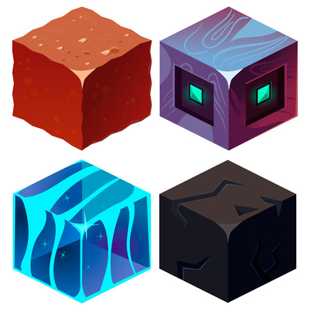 Different materials and textures for the game. Isometric Vector Illustration setのイラスト素材