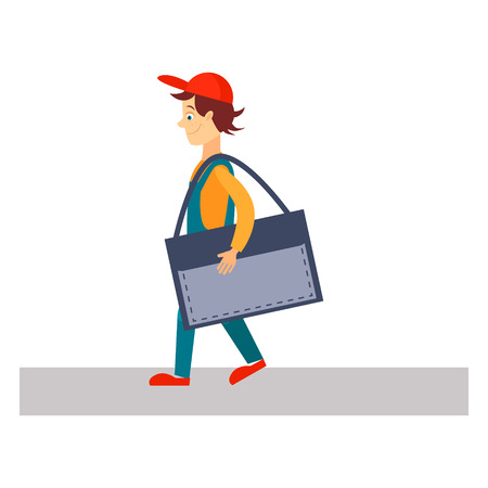 Delivery Man  with a Folder, Flat Vector Illustrationのイラスト素材