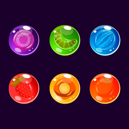 Bright Colorful Glossy Candies with Sparkles. Vector Illustration Collectionのイラスト素材