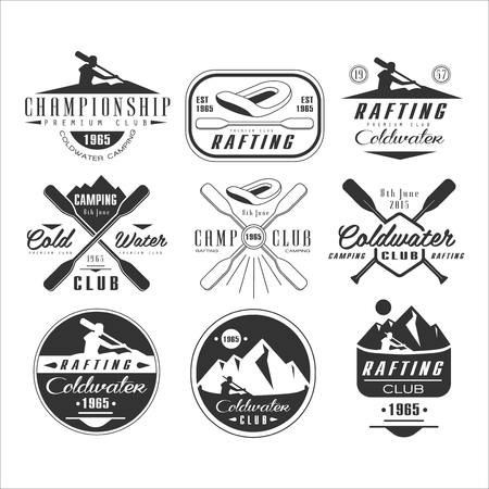 Kayak and canoe emblems, badges and design elements vector setのイラスト素材