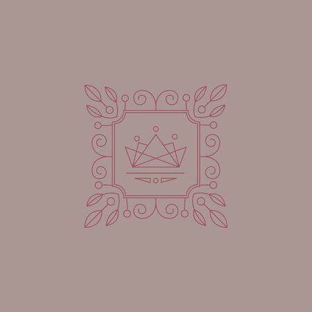 Monogram Design Template with Leaves. Stylish Vector Illustrationのイラスト素材