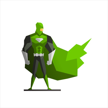 Male Superhero In Green Suite Vector Illustrationのイラスト素材