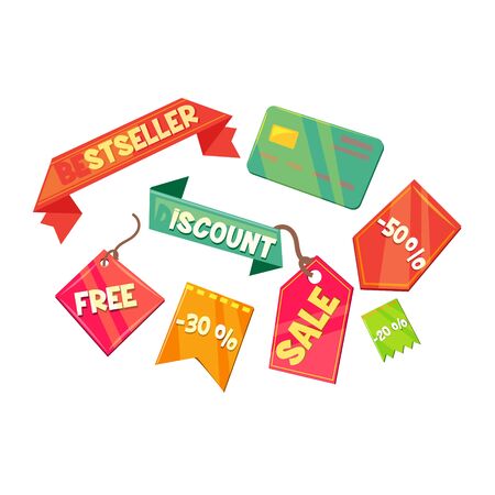 Sale and Discount Tags. Vector Illustration Setのイラスト素材