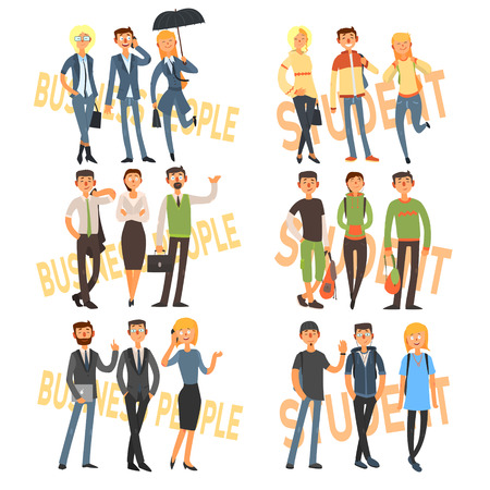 Group Cartoon Business People and Students.のイラスト素材