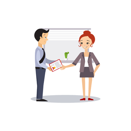 Woman and Manager. Daily Routine Activities of Women. Colourful Vector Illustrationのイラスト素材