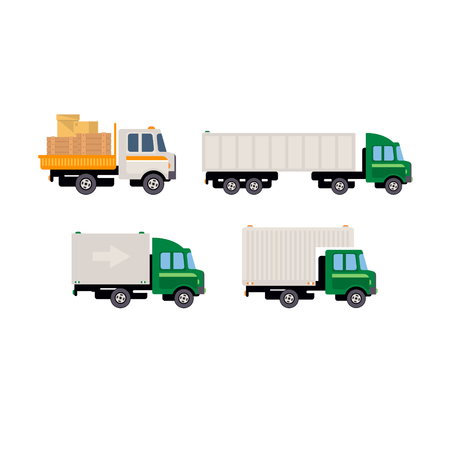 Work Trucks Vector icon set Flat Collectionのイラスト素材