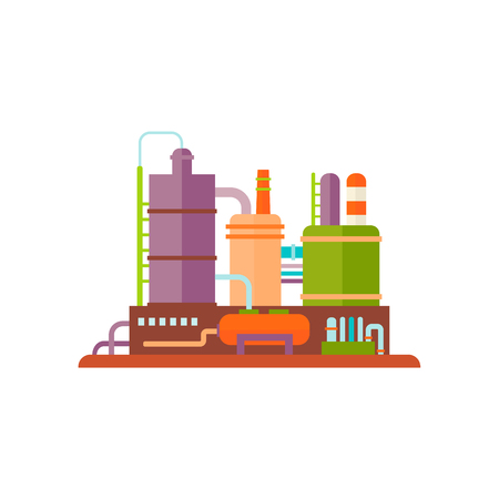 Factory Buildings Flat Vector Illustration industrial Plantのイラスト素材