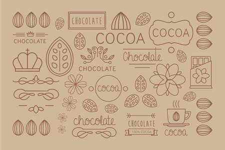 Cocoa Icon, logo, Signs and Badges. Vector Illustration Collectionのイラスト素材