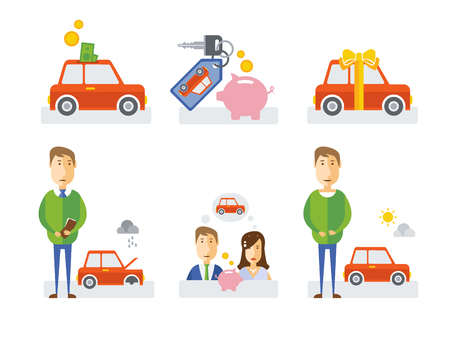 Elements of info-graphic showing process of getting loan. Modern flat illustration.のイラスト素材