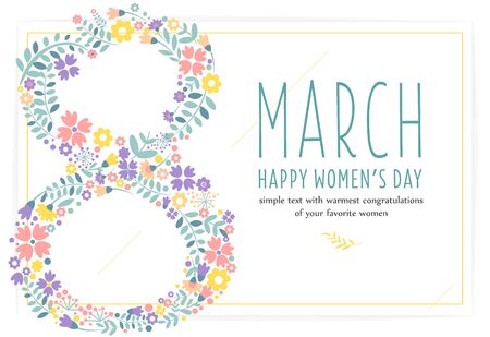 Number eight 8 of flowers. Sketch element for international womens day. vector illustrationのイラスト素材