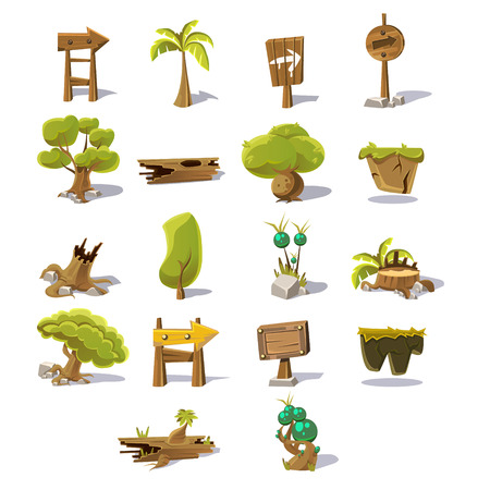 Wood and Arrows Set for Game. Vector Illustration Collectionのイラスト素材