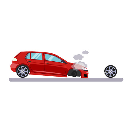 Car and Transportation Issue with a Wheel. Flat Vector Illustrationのイラスト素材