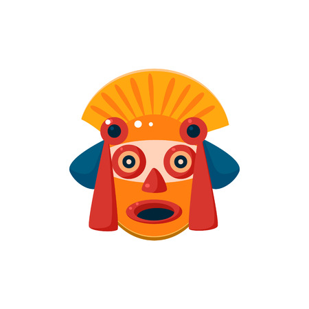 Traditional Mayan Mask Isolated Flat Vector Cute Illustration On White Backgroundのイラスト素材