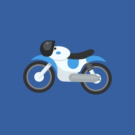 Futuristic Motorcycle Design Primitive Graphic Style Flat Vector Icon On Blue Backgroundのイラスト素材