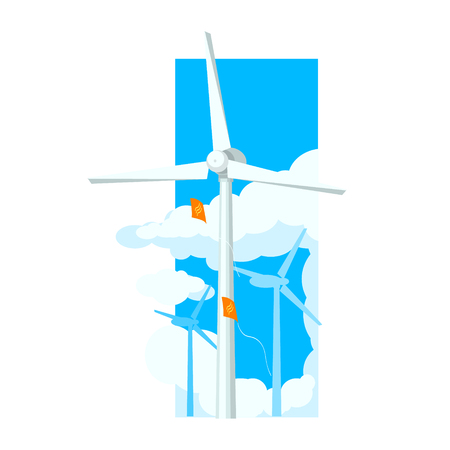 Alternative Energy Wind Farm Flat Vector Illustration In Simplified Styleのイラスト素材