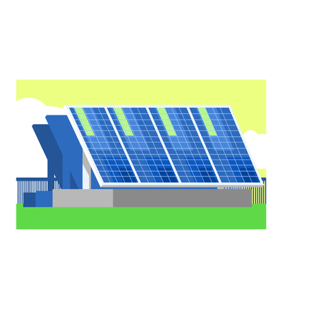 Alternative Energy Solar Panels Flat Vector Illustration In Simplified Styleのイラスト素材