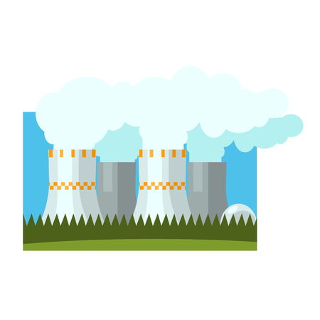 Industrial Chimneys Illustration Flat Vector Illustration In Simplified Styleのイラスト素材