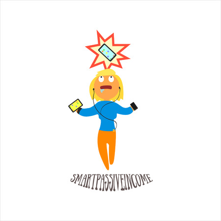 Smart Passive Income Obsession Simplified Design Flat Vector Illustration On White Backgroundのイラスト素材