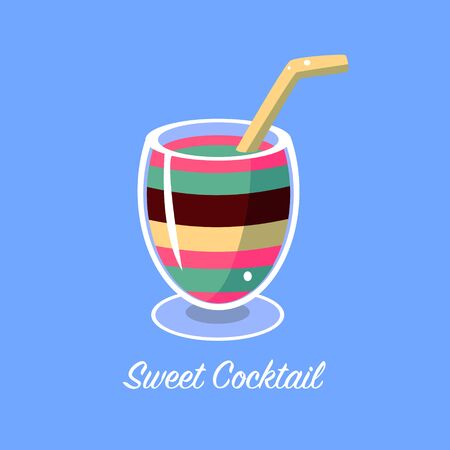 Many Layers Cocktail Cartoon Style Flat Vector Design Illustration With Textのイラスト素材