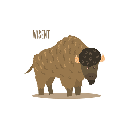 Wisent Drawing For Arctic Animals Collection Of Flat Vector Illustration In Creative Style On White Backgroundのイラスト素材