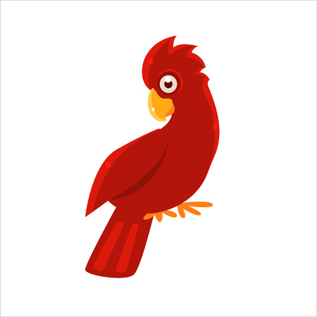 Red Cockatoo Parrot Flat Vector Illustration In Primitive Cartoon Style Isolated On White Backgroundのイラスト素材