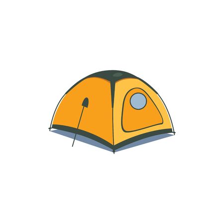 Yellow Canvas Tent Cartoon Simple Style Colorful Isolated Flat Vector Illustration On White Backgroundのイラスト素材