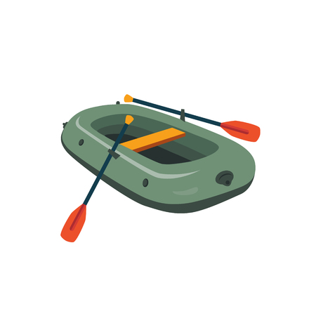 Inflatable Boat With Peddles Cartoon Simple Style Colorful Isolated Flat Vector Illustration On White Backgroundのイラスト素材