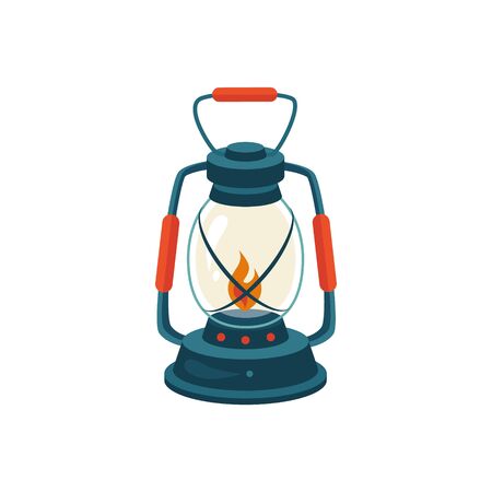 Cerosene Glass Lamp Cartoon Simple Style Colorful Isolated Flat Vector Illustration On White Backgroundのイラスト素材