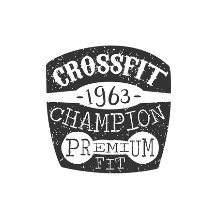 Vintage Gym Fitness Stamp Collection Of Monochrome Vector Design Label On White Backgroundのイラスト素材