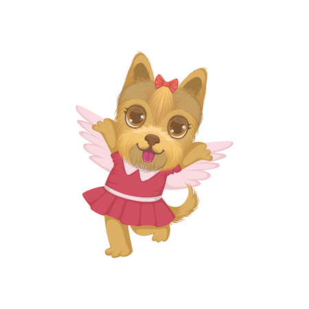 Puppy With The Wings Colorful Illustration In Cute Girly Cartoon Style Isolated On White Backgroundのイラスト素材
