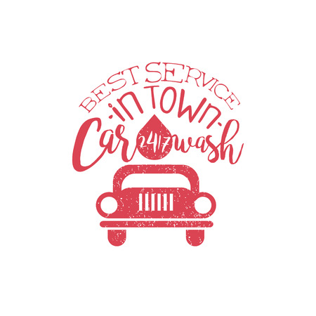 Carwash Red Vintage Stamp Classic Cool Vector Design With Text Elements On White Backgroundのイラスト素材