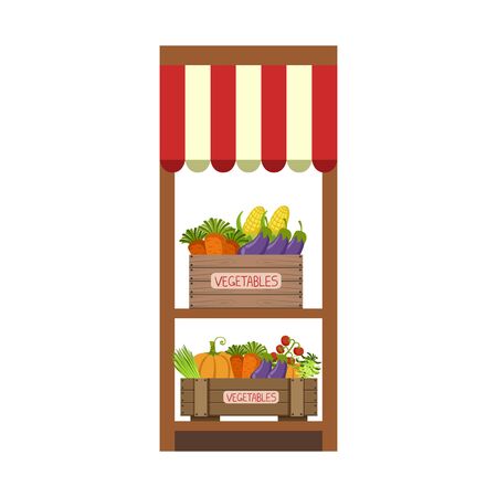 Market Vegetable Shelf Flat Simple Colorful Design Vector Illustrationのイラスト素材