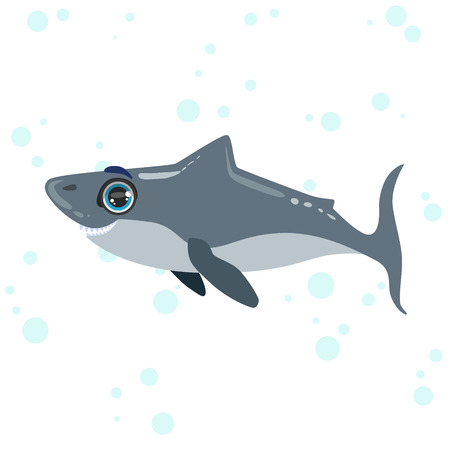 Great White Shark Bright Color Cartoon Style Vector Illustration Isolated On White Backgroundのイラスト素材