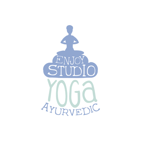 Yoga Ayurvedic Studio Hand Drawn Promotion Sign. Meditation Studio Advertisement Board. Cool Calligraphic Hand Drawn Vector Advertisement For Yoga Studioのイラスト素材