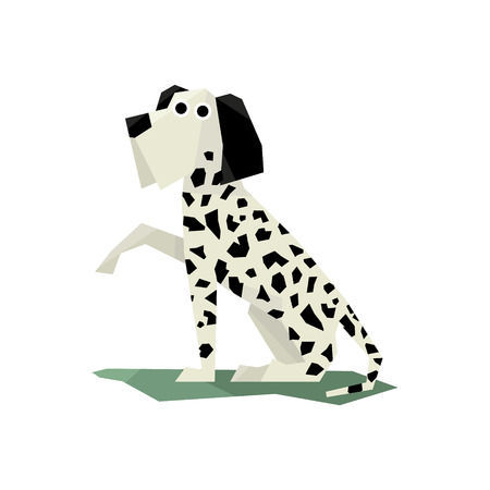 Black And White Dalmatian Dog Bright Color Simplified Geometric Style Flat Vector Illustrations On White Backgroundのイラスト素材