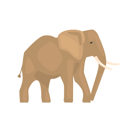 Elephant Realistic Simplified Bright Color Vector Drawing Isolated On White Backgroundのイラスト素材