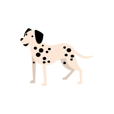 Dalmatian Dog Breed Primitive Cartoon Illustration In Simplified Vector Design Isolated On White Backgroundのイラスト素材