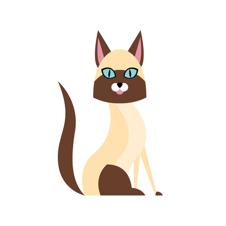 Siamese Cat Breed Primitive Cartoon Illustration In Simplified Vector Design Isolated On White Backgroundのイラスト素材