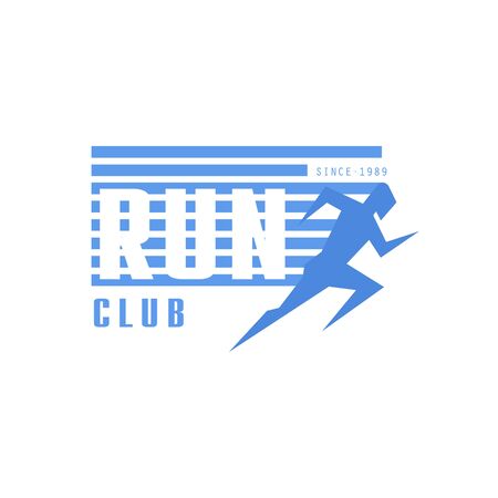 Run Club Blue Label Vector Design Print In Bright Color On White Backgroundのイラスト素材