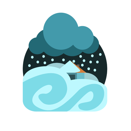 Heavy Snowstorm Natural Force Flat Vector Simplified Style Graphic Design Icon Isolated On White Backgroundのイラスト素材