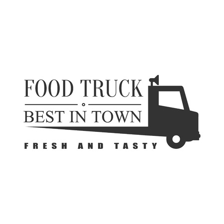 Best Fresh Food Truck   Graphic Design. Black And White Emblem Vector Printのイラスト素材