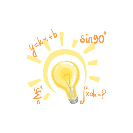 An Idea Bulb Surrounded By Mathematical Formulasのイラスト素材