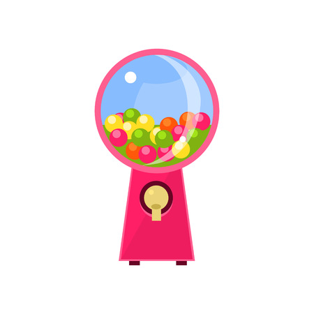 Chewing Gum Vending Machine Design In Primitive Bright Cartoon Flat Vector Style Isolated On White Backgroundのイラスト素材