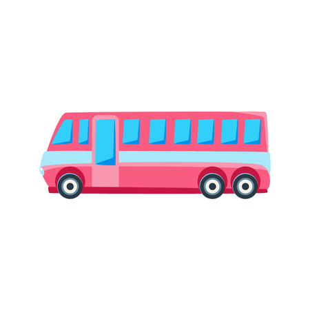 Pink Public Bus Toy Cute Car Icon. Flat Vector Transport Model Simple Illustration Isolated On White Background.のイラスト素材