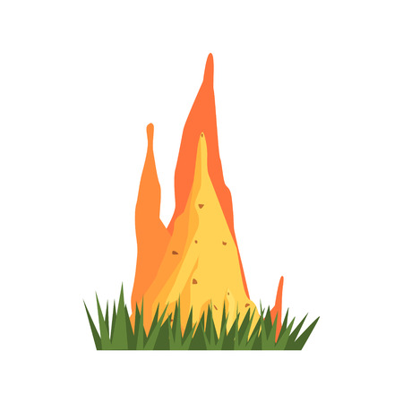 Burning Termite Nest Jungle Landscape Element. Simple Tropical Forest Object Illustration Isolated On White Background.のイラスト素材