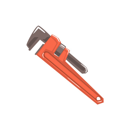 Orange Monkey Wrench Cool Colorful Vector Illustration In Stylized Geometric Cartoon Design Isolated On White Backgroundのイラスト素材